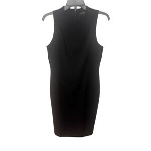 Antonio Melani Black Sleeveless Mock Neck Sheath Dress Career Cocktail
